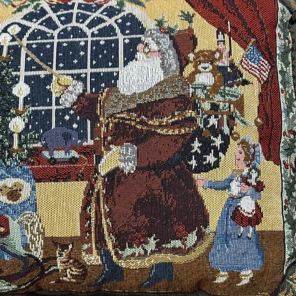 VTG Dakotah Christmas Needlepoint Tapestry Decorative Pillow 16” OLD WORLD SANTA - Picture 8 of 8